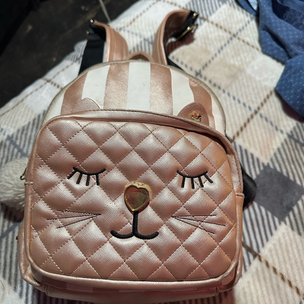 Betsey Johnson Pink Quilted Cat Backpack